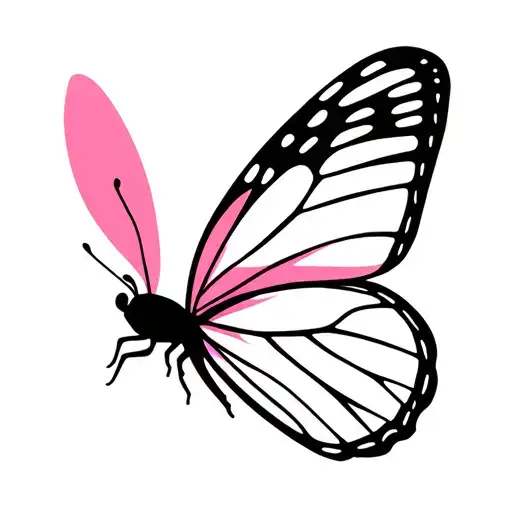 Butterfly That Flies With A Pink -Shaped Wing And Eye Of Intuition