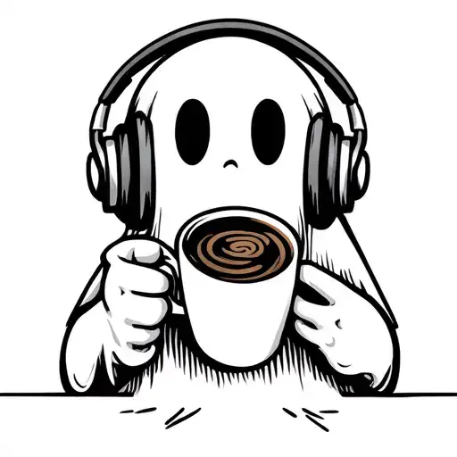 Cute Ghost Drinking Coffee With A Headset On Coping With A Divorce