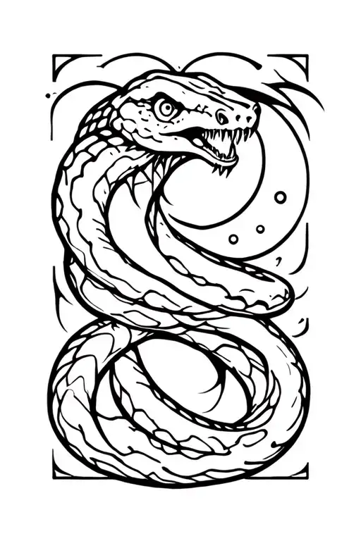 Snake Wrapping Trying To Eat The Moon