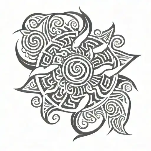 Spiral Sun Africa Symbol Intertwined