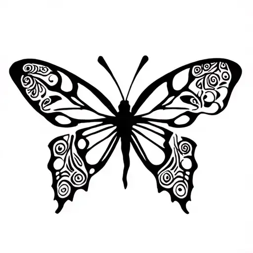 Black Butterfly With Tribal