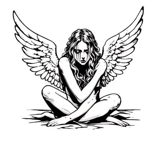 Fallen Angel Sitting Crying