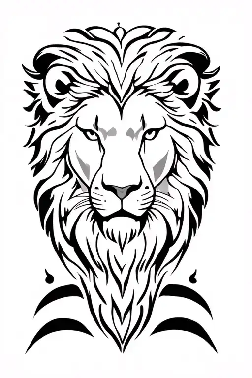 Two Strips Around The Arm With Lion Head