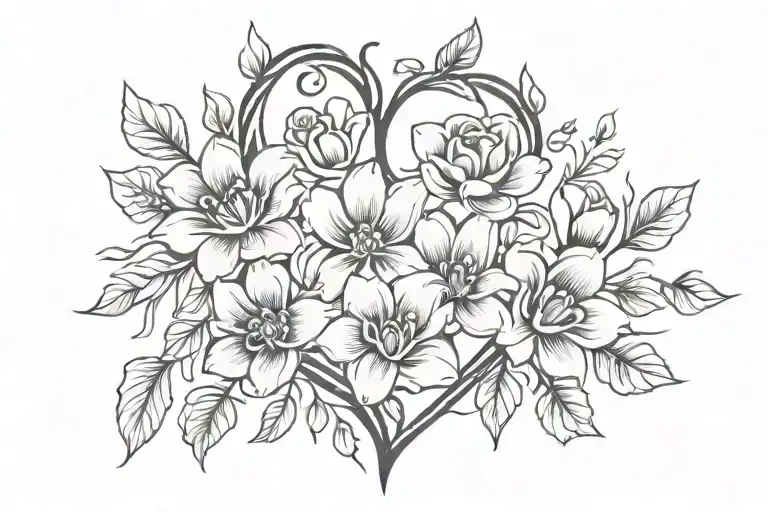 Traditional Fine Line Flowers Gothic Hearts