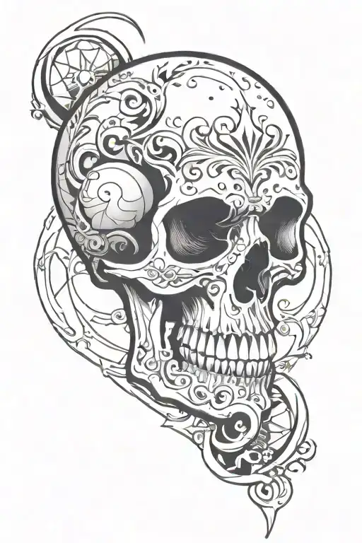 Skull With Hourglass