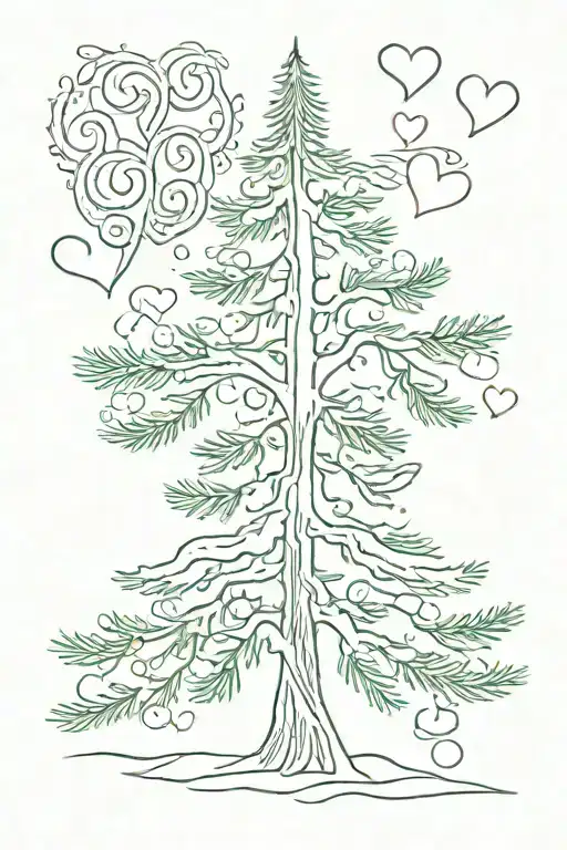 Simple Evergreen Tree Outline With Heart
