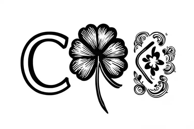 Letter C Four Leaf Clover