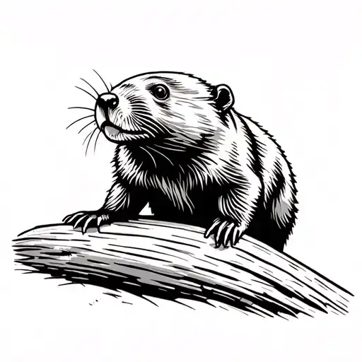 Beaver Carving Name Mullen Into Stump