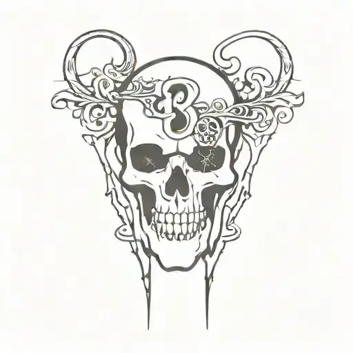 B S Initials With Skull