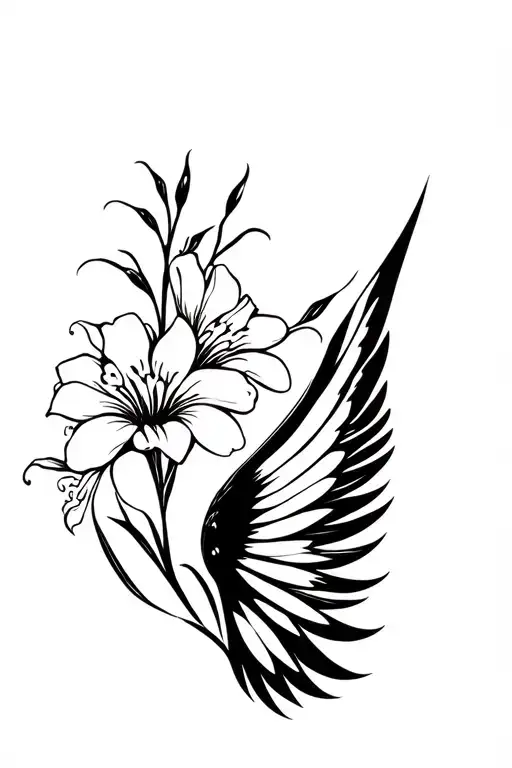 Bird Wing With Gladioli