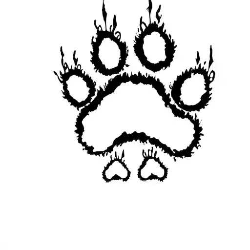 One Big Paw Print With Three Little Ones Underneath