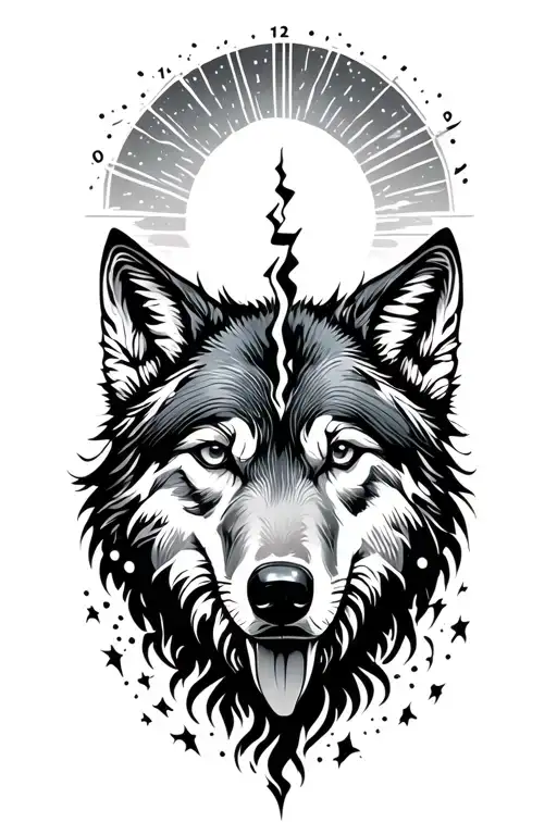Peace And Lightining Storm And Time And Nature And Wolf