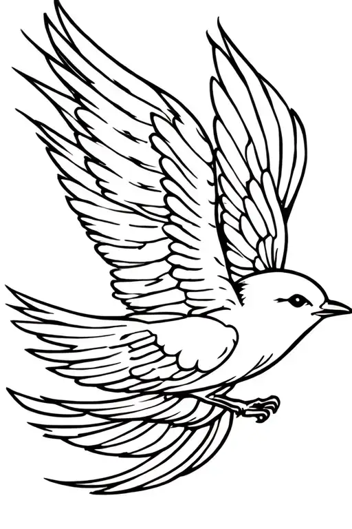 Lines And Bird Flying