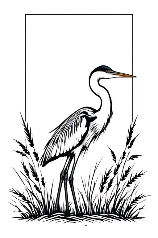 Heron Standing Tall Amidst Sea Oats