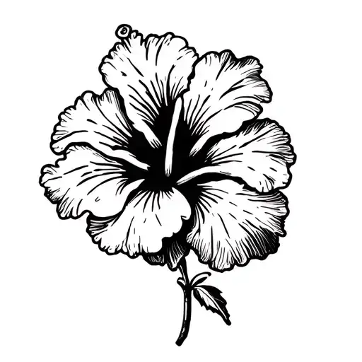 Hibiscus Flower In Minimalist Red