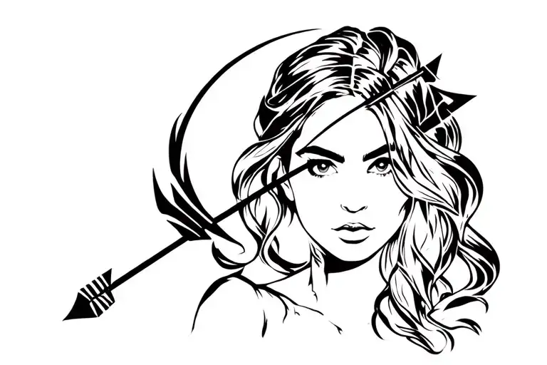 Woman's Bandada With An Arc And Arrow In Hand