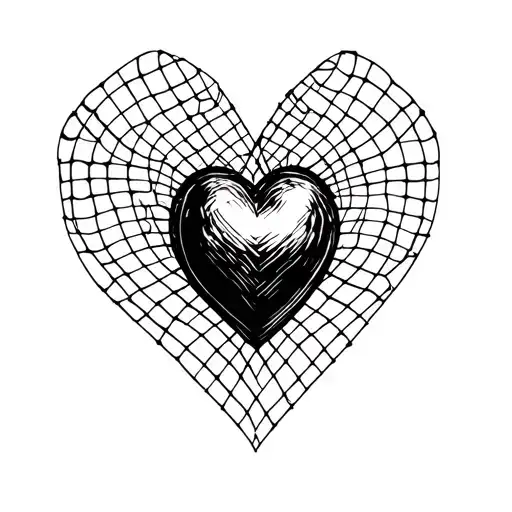 3D Heart Partially Surrounded By A Thin Net