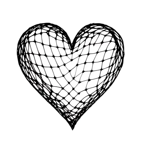 3D Heart Partially Overlayed By A Thin Net Sliding Off