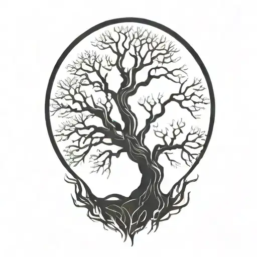 Moonrise Behind Silhouette Of A Gnarly Old Tree