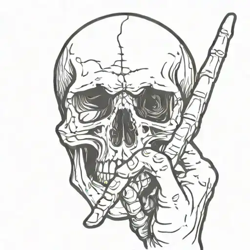 Skull Holding Up A Middle Finger