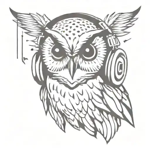 Owl Using Headphones