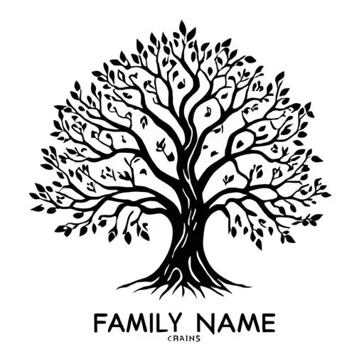 Family Tree Intertwined Representing Kids Name