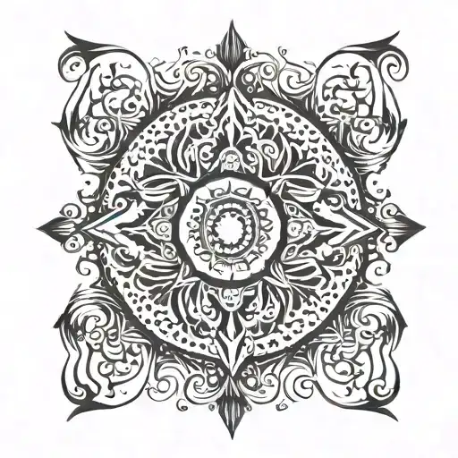 A Ornamental Dot Work Tattoo For The Spine