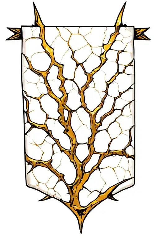 Kitsungi Gold Cracks On A White Banner