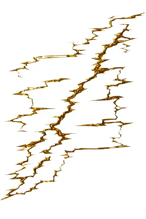 Kitsungi Gold Cracks Running Along The Edge Of A White Banner With A Main Crack Down The Middle