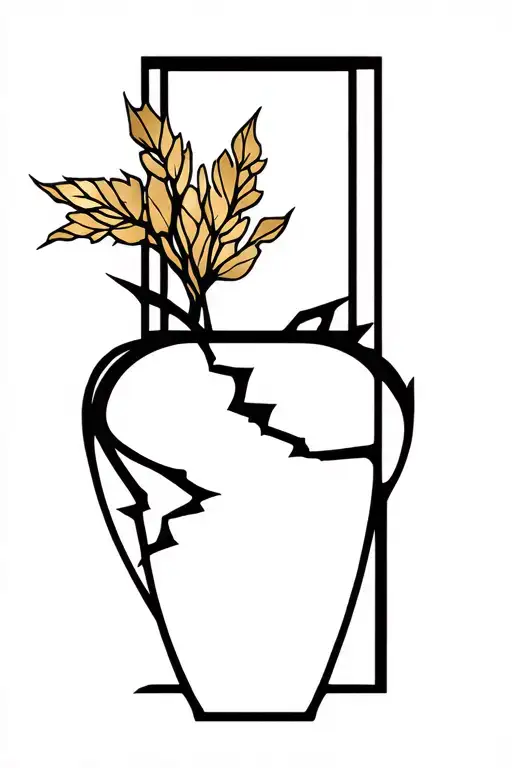 Long Simple Kitsungi Gold Crack Through A Large Black Rectangle Vase