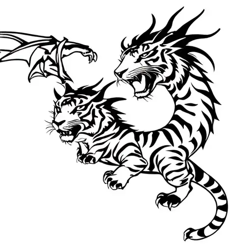 A Tiger And A Dragon Flying