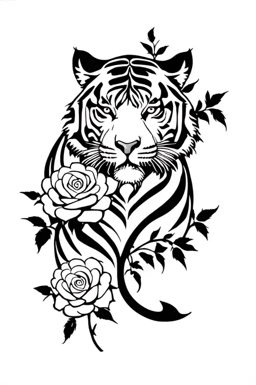 Roses Vines Tiger