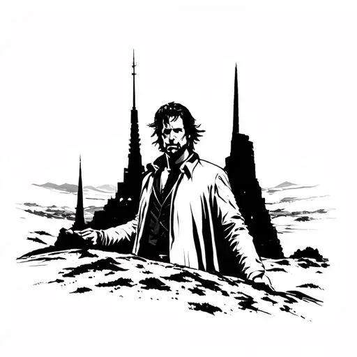 Roland Deschain In Front Of Dark Tower