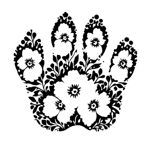 Flowers Forming A Paw Print