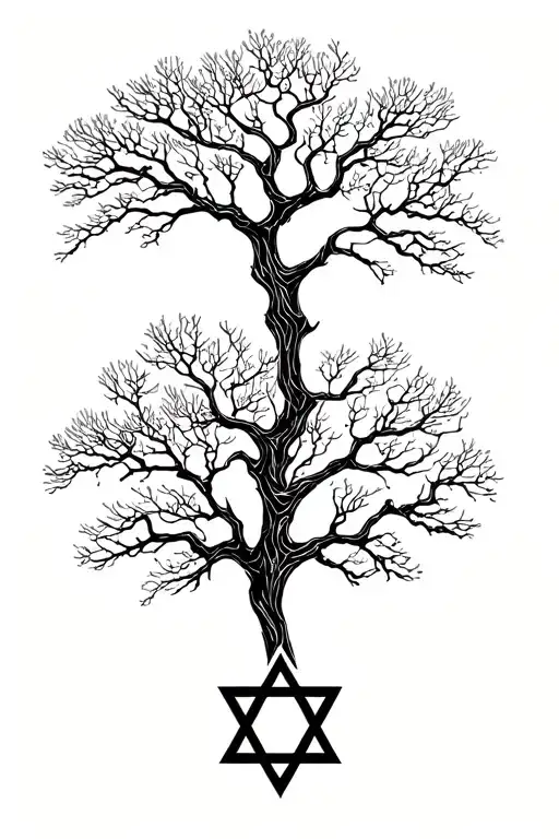 Tree With Handing Star Of David From Branch