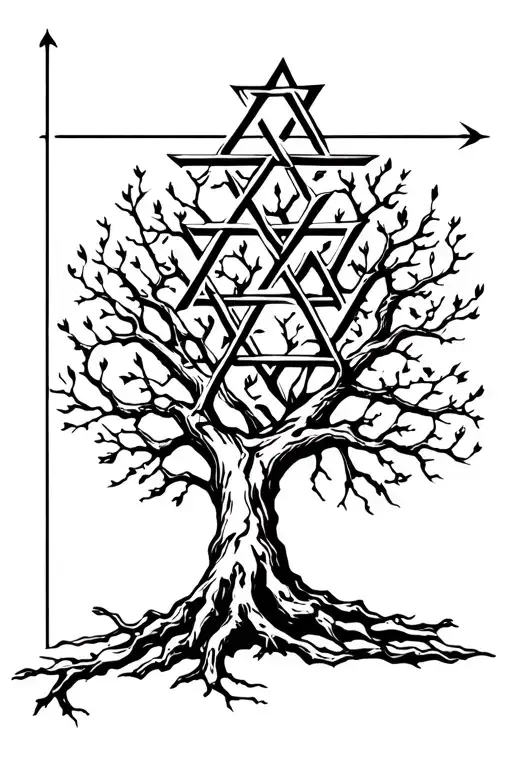 Tree With Handing Star Of David From Branch Intertwined