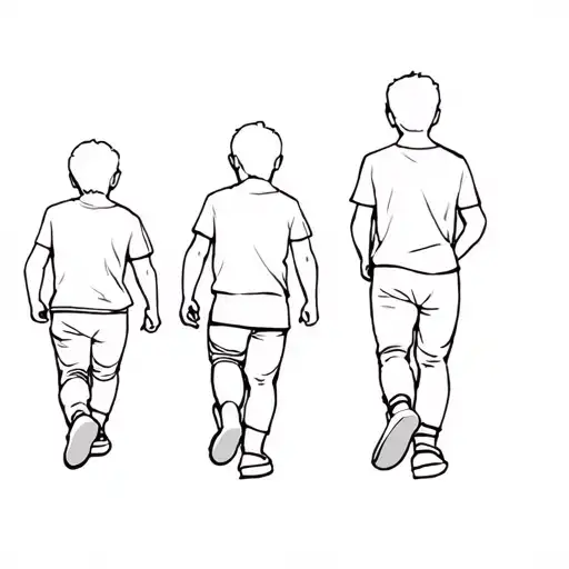 Three Boys Walking Down A Street