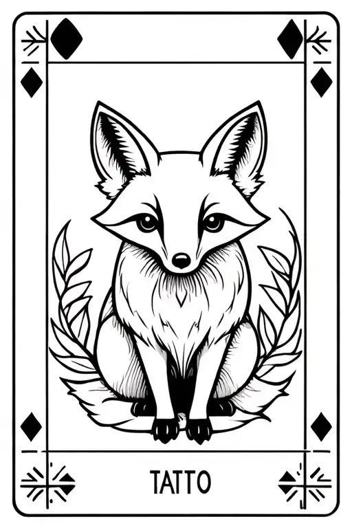 Tarot Card With Baby Fox Geminis