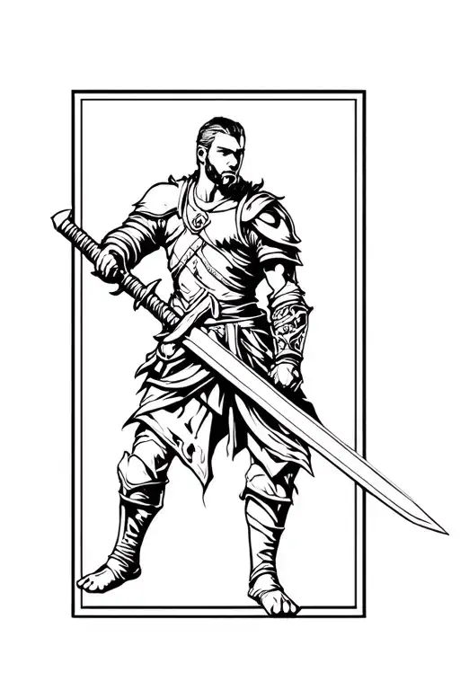 D&d Male Warrior Wielding A Sword