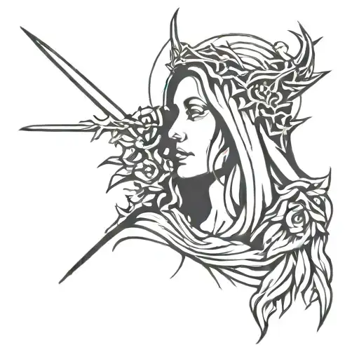 Female Jesus Christ With Thorn Crown And Grim Reaper Mix