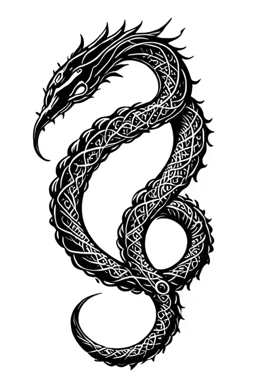 Intricate Fantasy Serpent Cross Intertwined