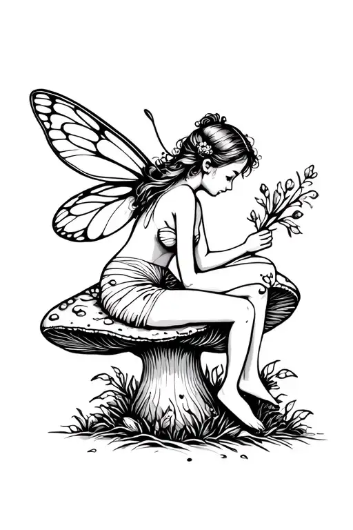 Fairy Sitting On A Mushroom