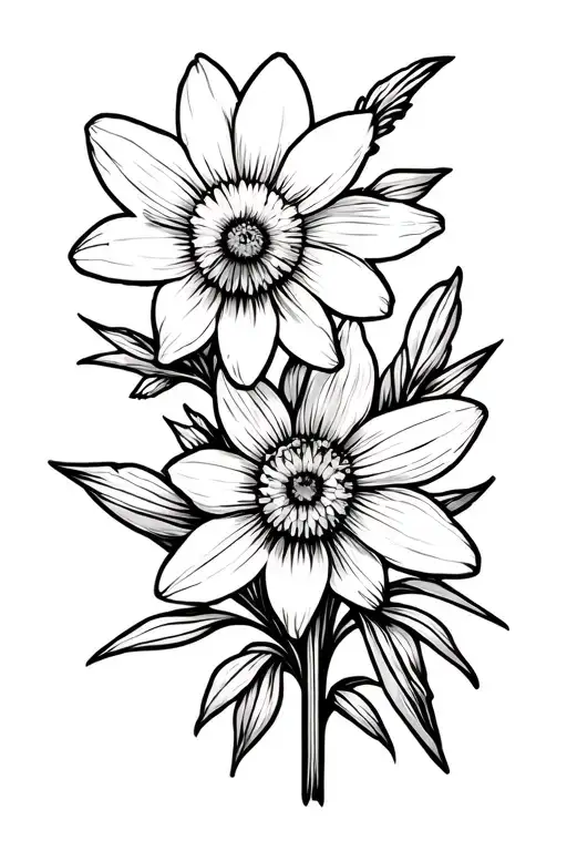 Aster And Daffodil Flowers