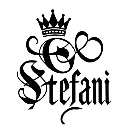 The Word 'Stefani' In Cursive Script With A Crown Over The 'S'