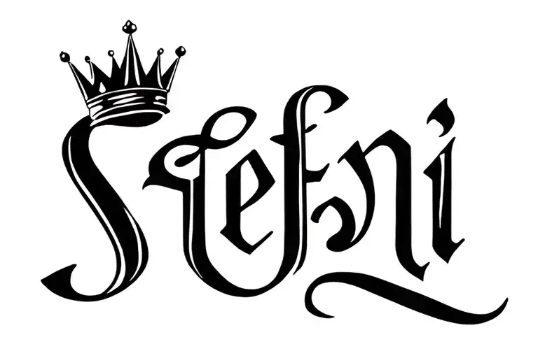 The Word 'Stefani' In Cursive Script With A Crown Sitting Crooked On The S