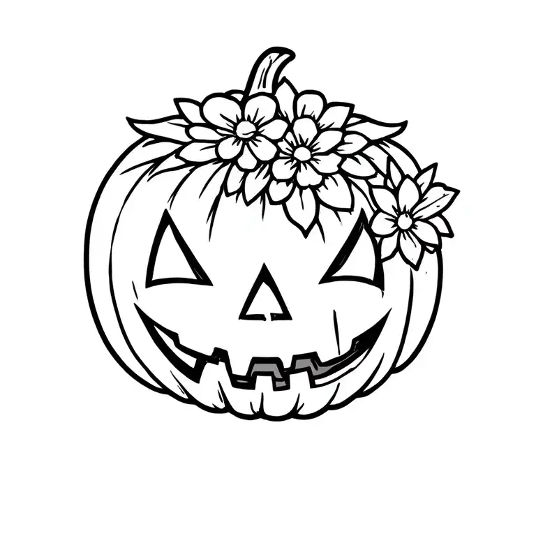 Halloween Pumpkin With Flowers