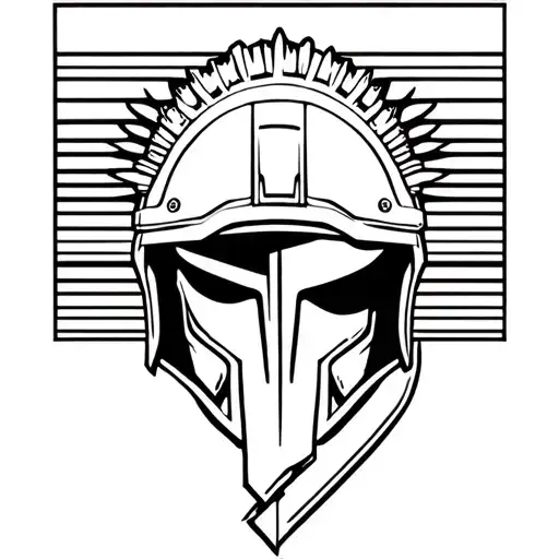 Military Tatto Mix With Sparta Helmet