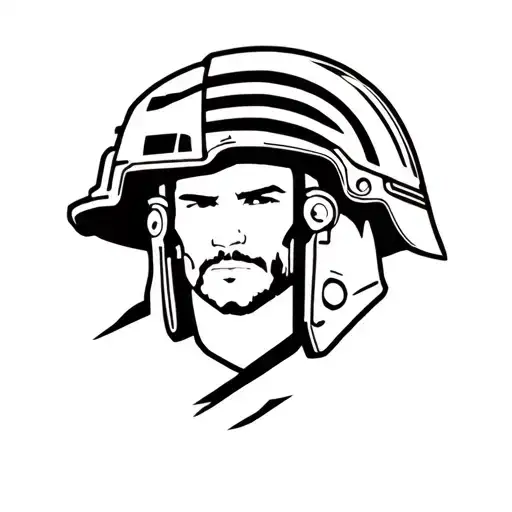 Military Tatto Operator Mix With Sparta Helmet