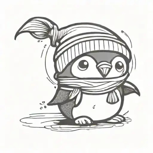 Chibi Penguin Wearing A Beanie