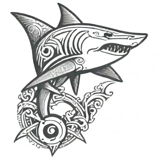 Hammer Head Shark With Spartan Shield Adorned